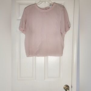 Vtg Christie&Jill PL 100% SILK Pastel Pink Shortsleeves Women's Top Blouse